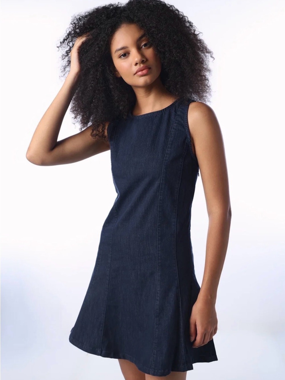 ONLY dark denim fit and flare mini dress size medium classic closet staple